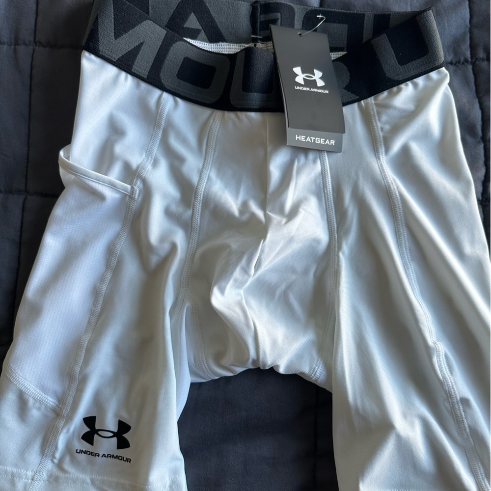 Under Armour White and Black Compression Shorts